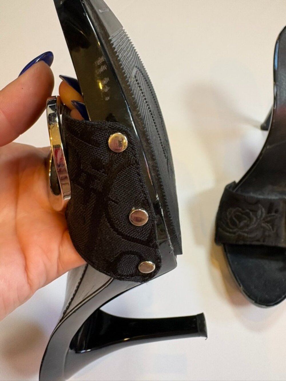 Christian Dior John Galliano Monogram Mules | Black Jacquard | CD | Buckle Sz 38 - Picture 12 of 13